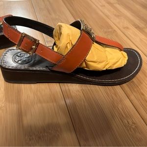 Women sandals, Tory Burch, orange leather
